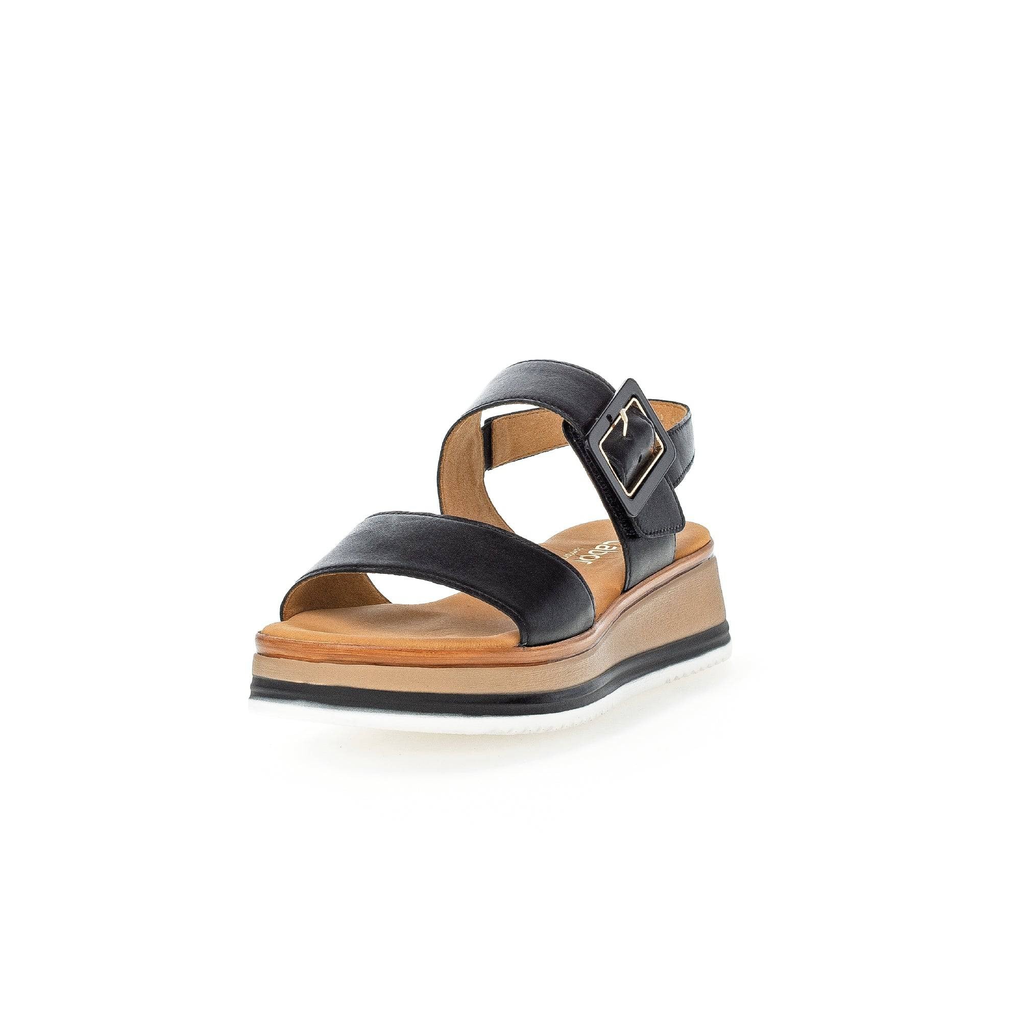 Gabor 42.744.57 Aviemore Ladies Black Leather Buckle Sandals-elevate your sole