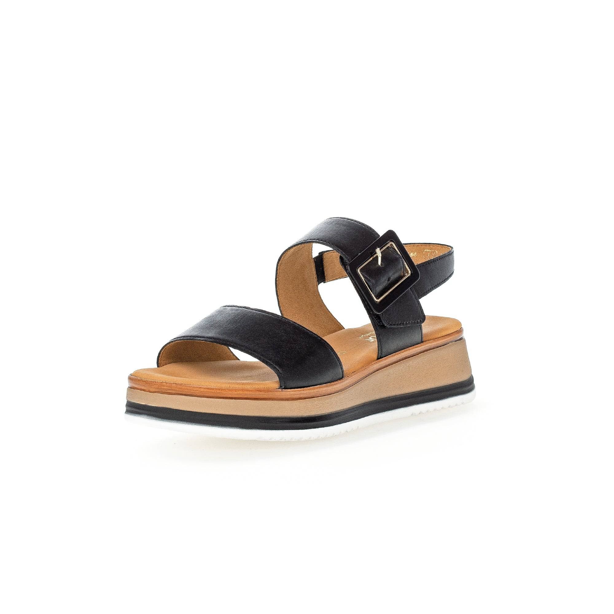 Gabor 42.744.57 Aviemore Ladies Black Leather Buckle Sandals-elevate your sole