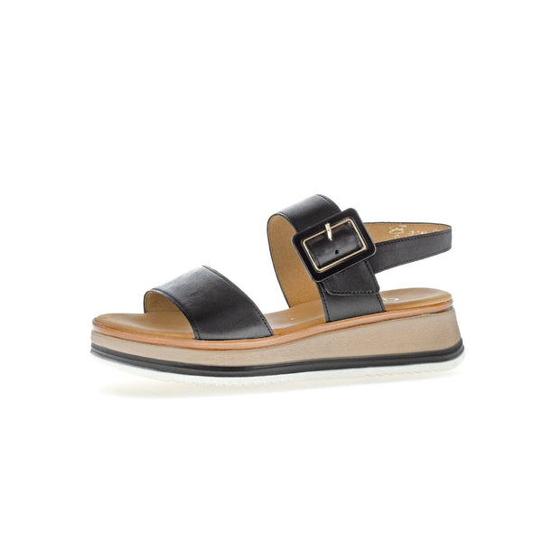 Gabor 42.744.57 Aviemore Ladies Black Leather Buckle Sandals-elevate your sole