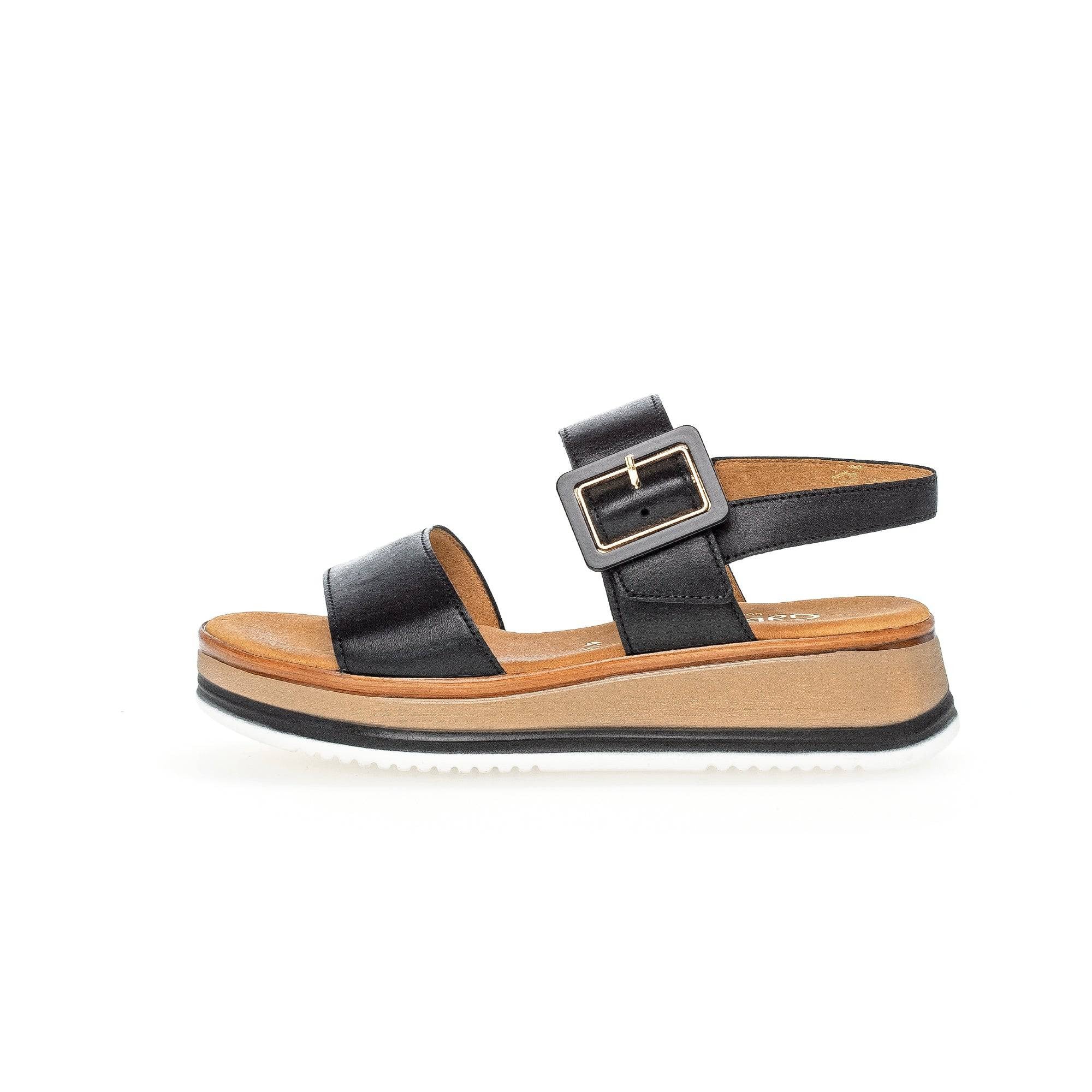 Gabor 42.744.57 Aviemore Ladies Black Leather Buckle Sandals-elevate your sole