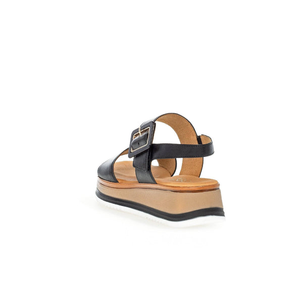 Gabor 42.744.57 Aviemore Ladies Black Leather Buckle Sandals-elevate your sole