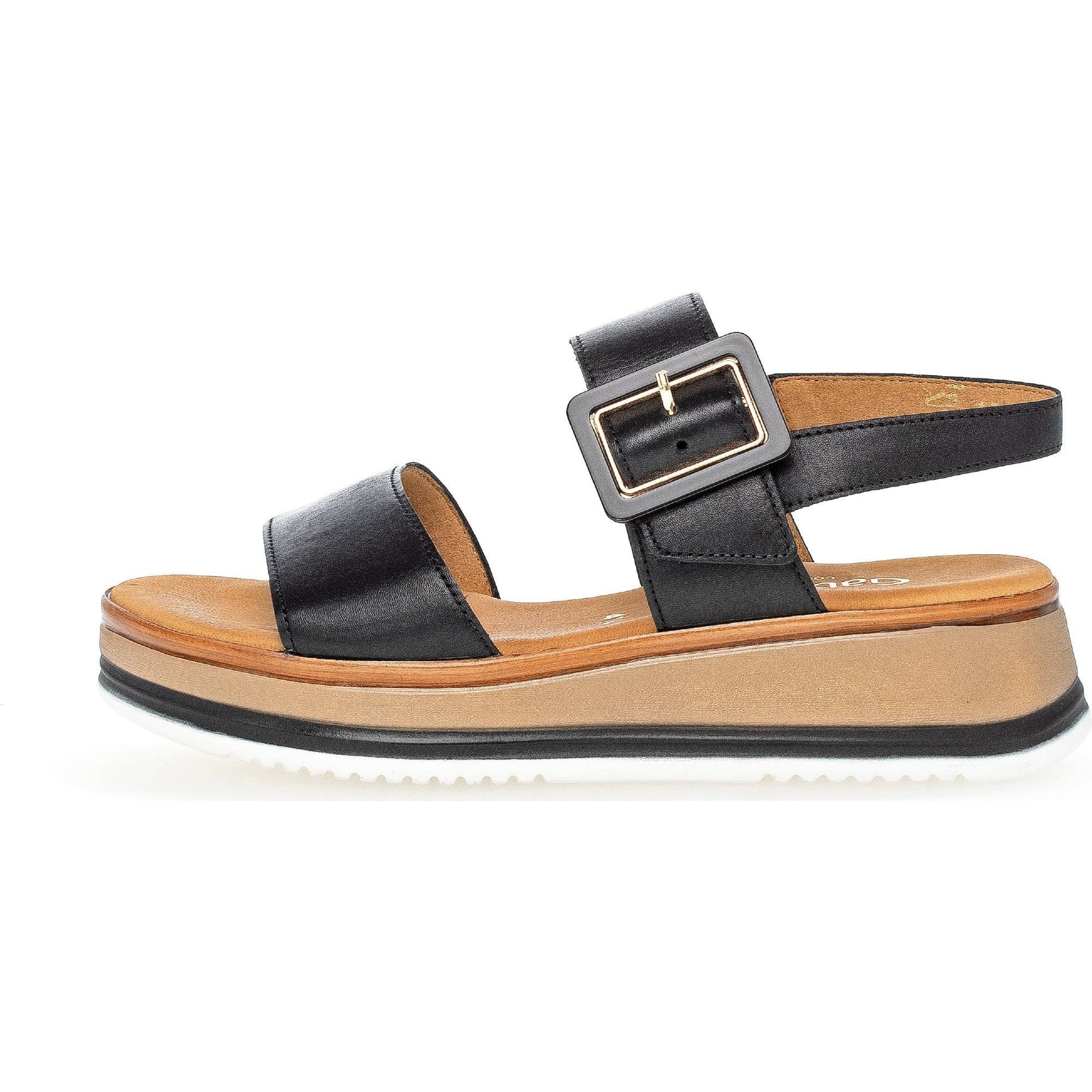 Gabor 42.744.57 Aviemore Ladies Black Leather Buckle Sandals-elevate your sole