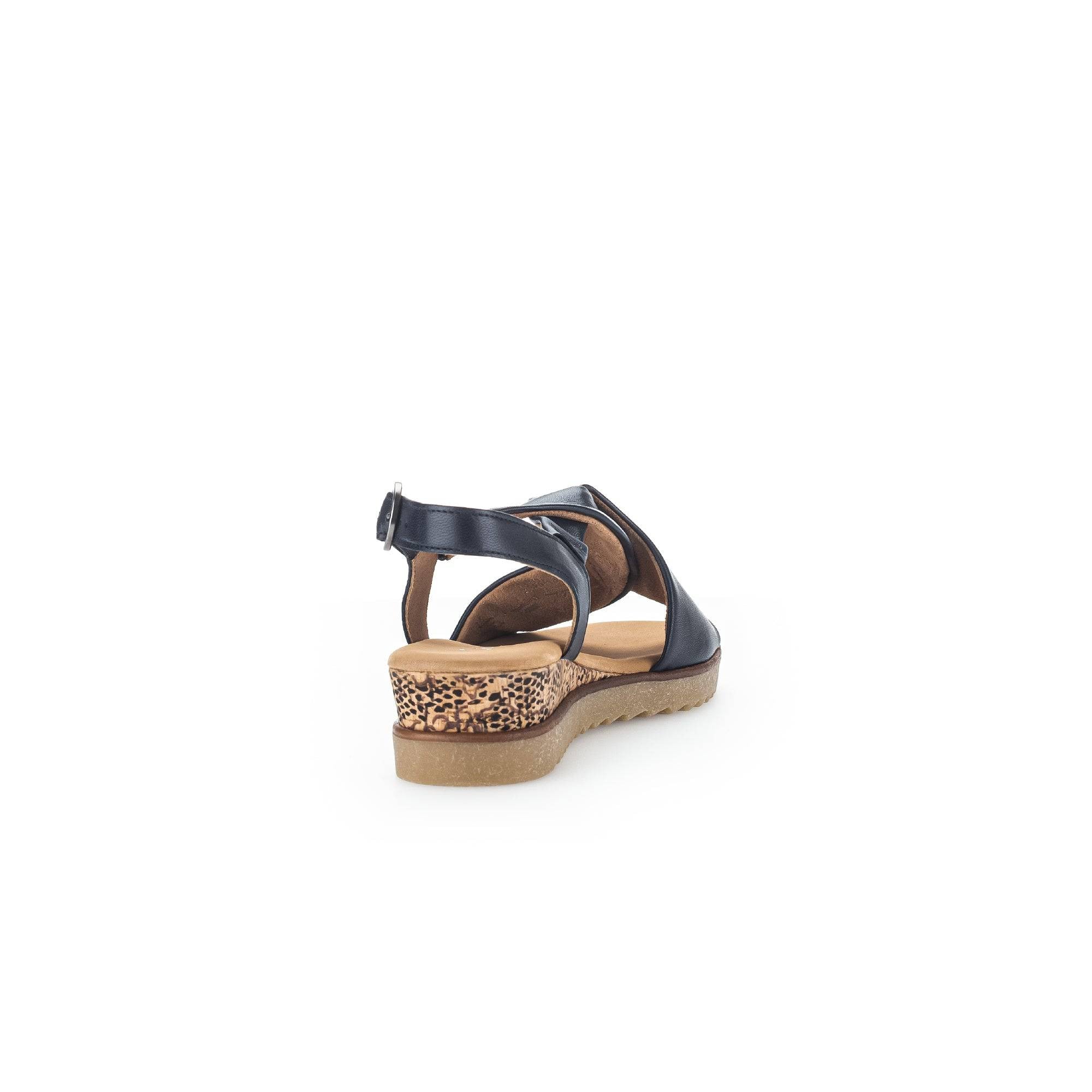 Gabor 42.751.26 Rich Ladies Navy Blue Leather Buckle Sandals-elevate your sole