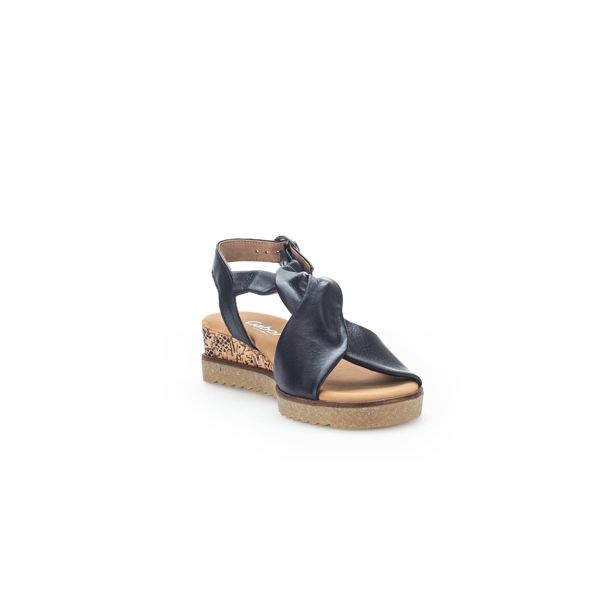 Gabor 42.751.26 Rich Ladies Navy Blue Leather Buckle Sandals-elevate your sole