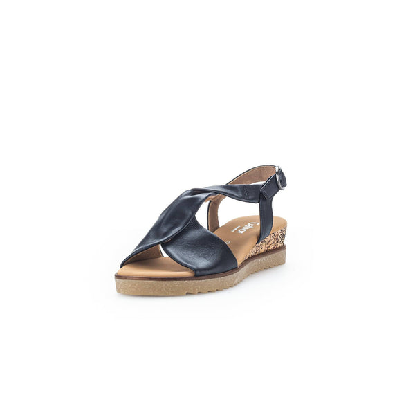 Gabor 42.751.26 Rich Ladies Navy Blue Leather Buckle Sandals-elevate your sole