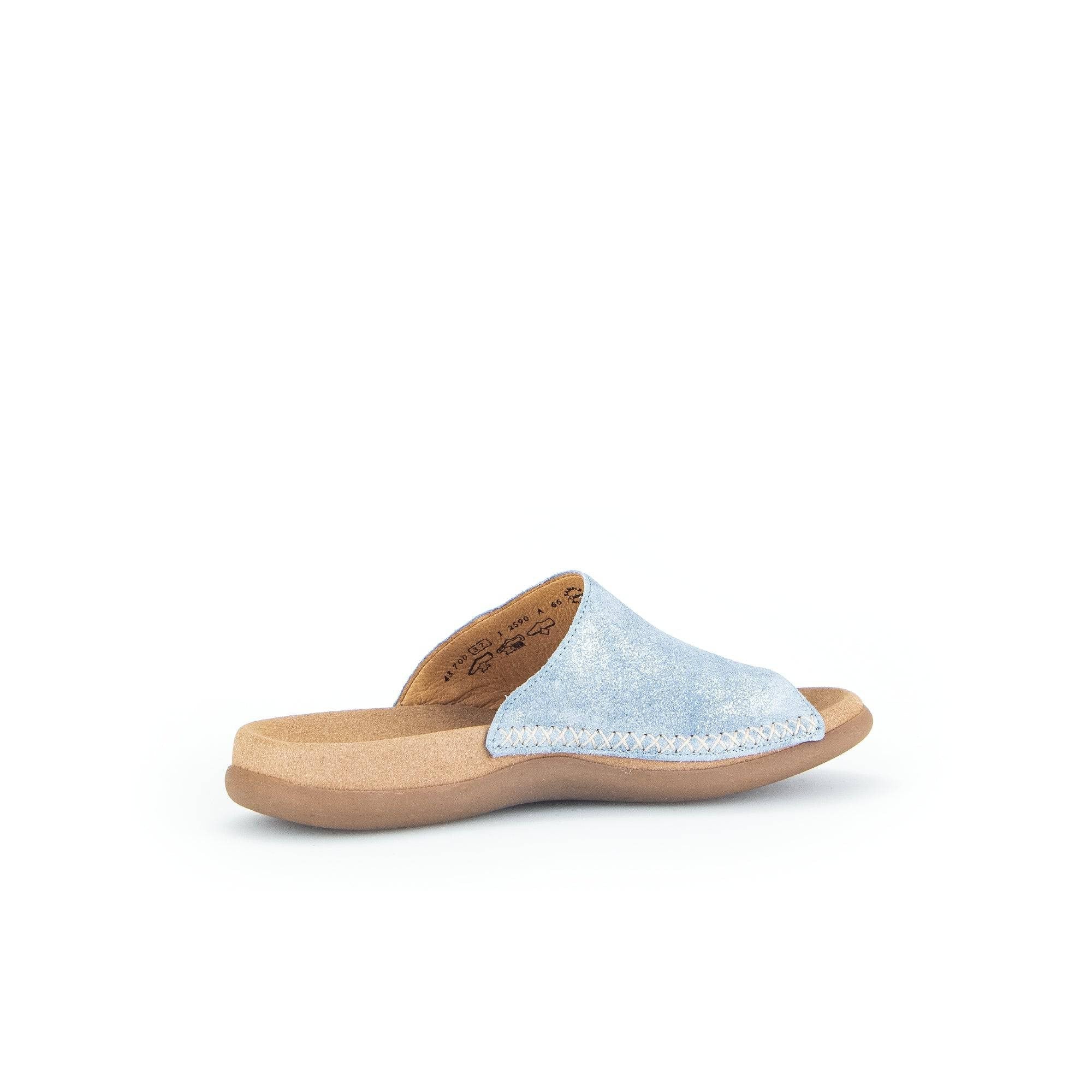 Gabor 43.700.66 Lanzarote Ladies Light Blue Leather Slip On Sandals-elevate your sole