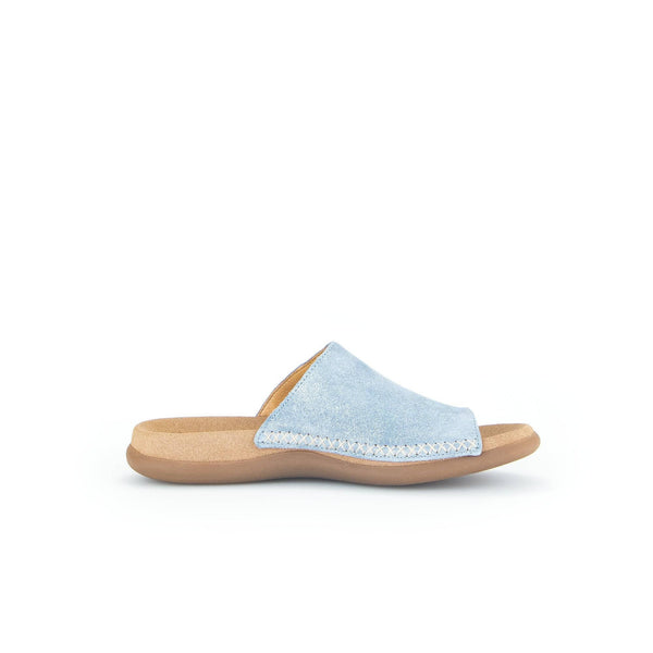 Gabor 43.700.66 Lanzarote Ladies Light Blue Leather Slip On Sandals-elevate your sole