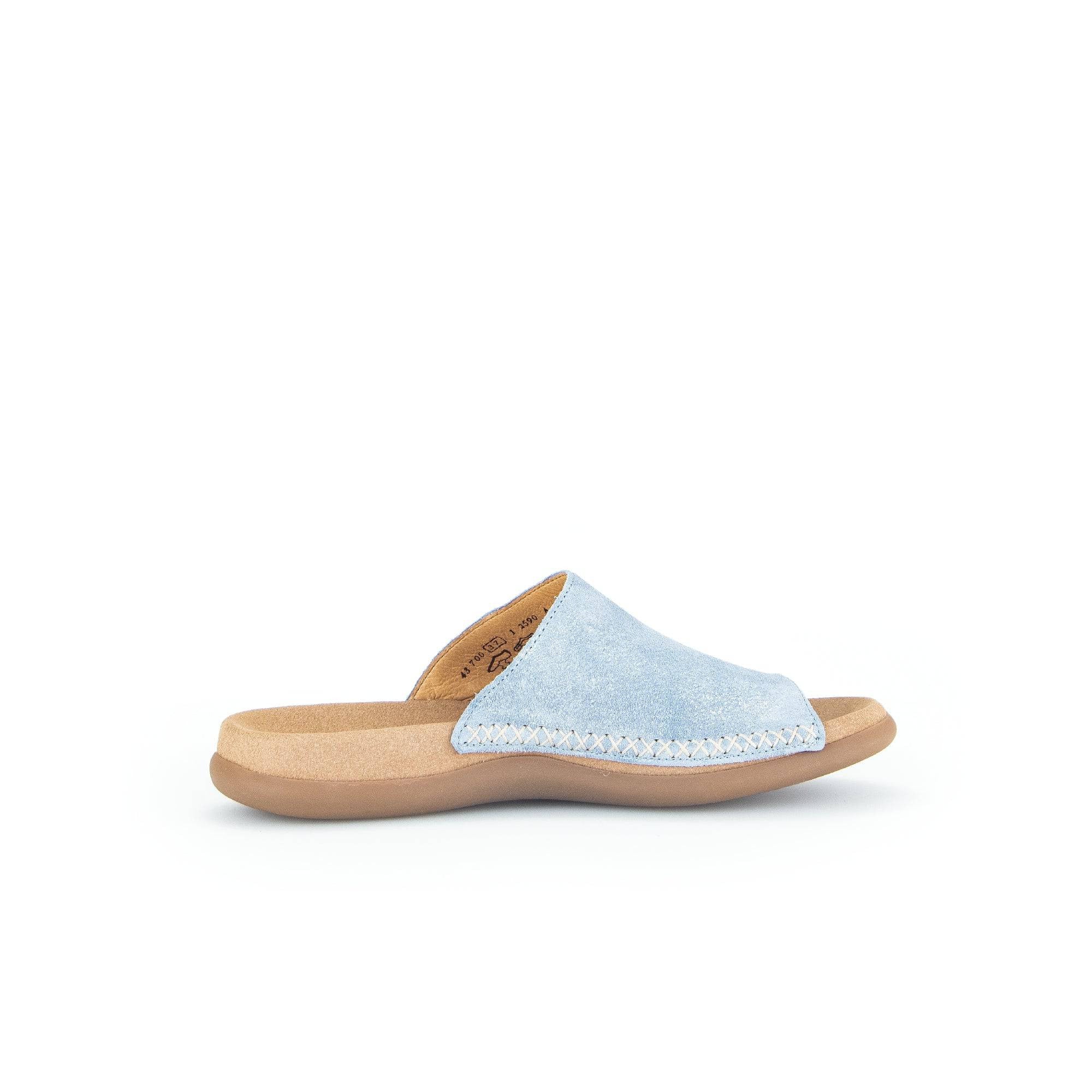 Gabor 43.700.66 Lanzarote Ladies Light Blue Leather Slip On Sandals-elevate your sole