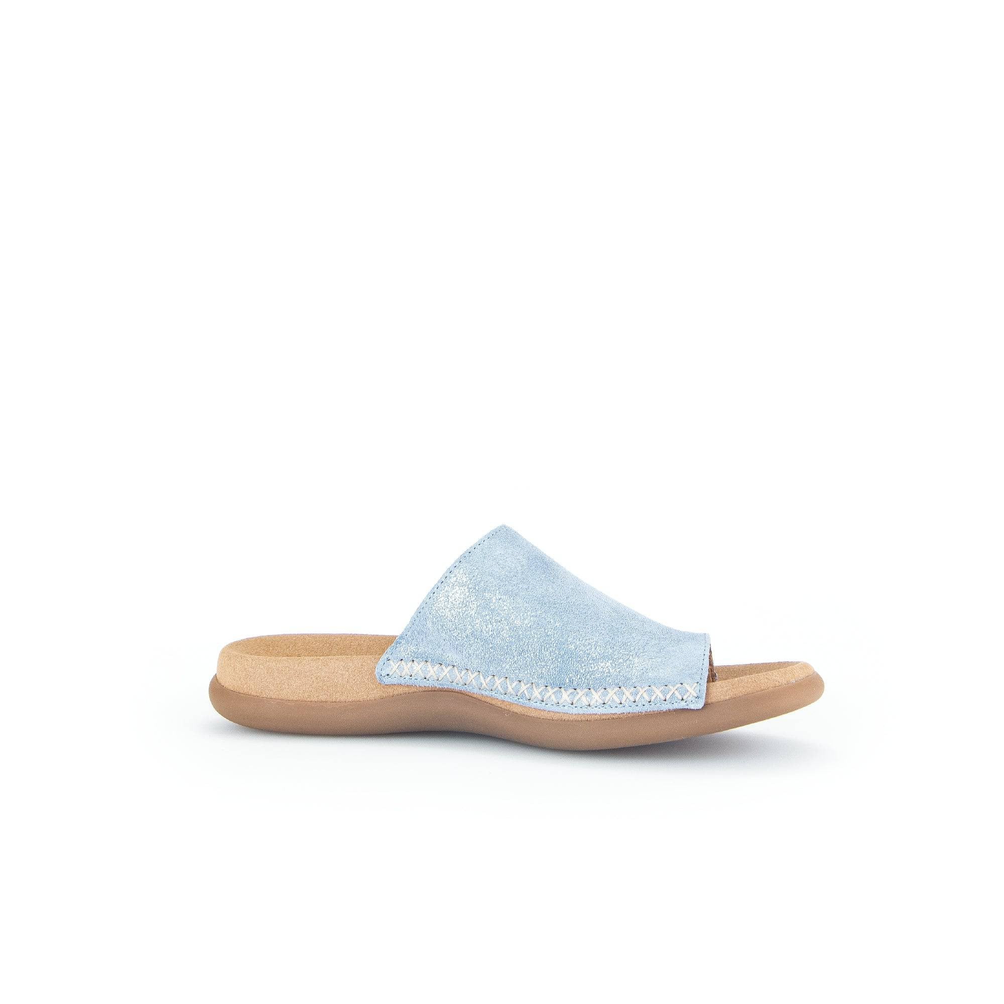 Gabor 43.700.66 Lanzarote Ladies Light Blue Leather Slip On Sandals-elevate your sole