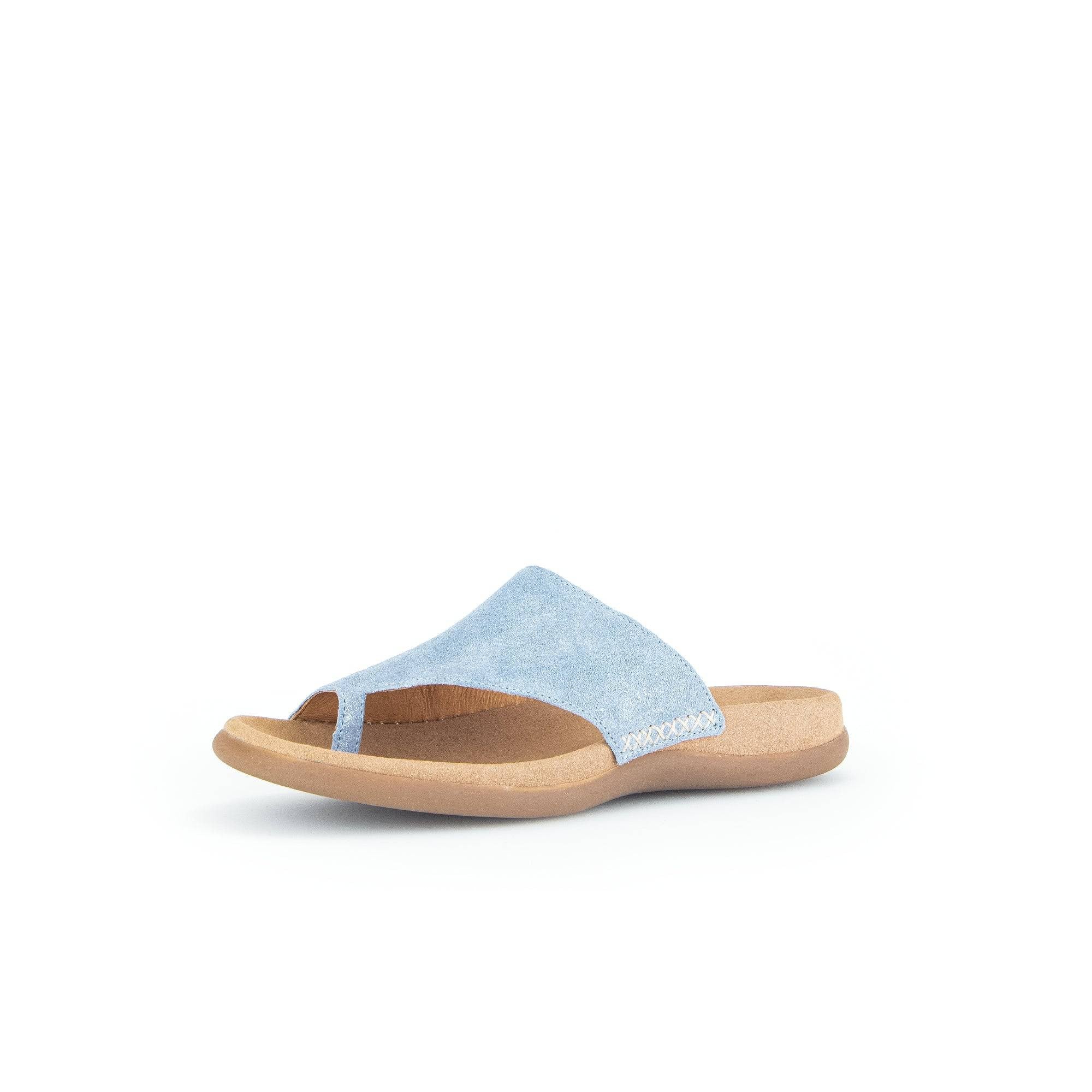 Gabor 43.700.66 Lanzarote Ladies Light Blue Leather Slip On Sandals-elevate your sole