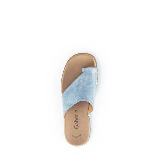 Gabor 43.700.66 Lanzarote Ladies Light Blue Leather Slip On Sandals-elevate your sole