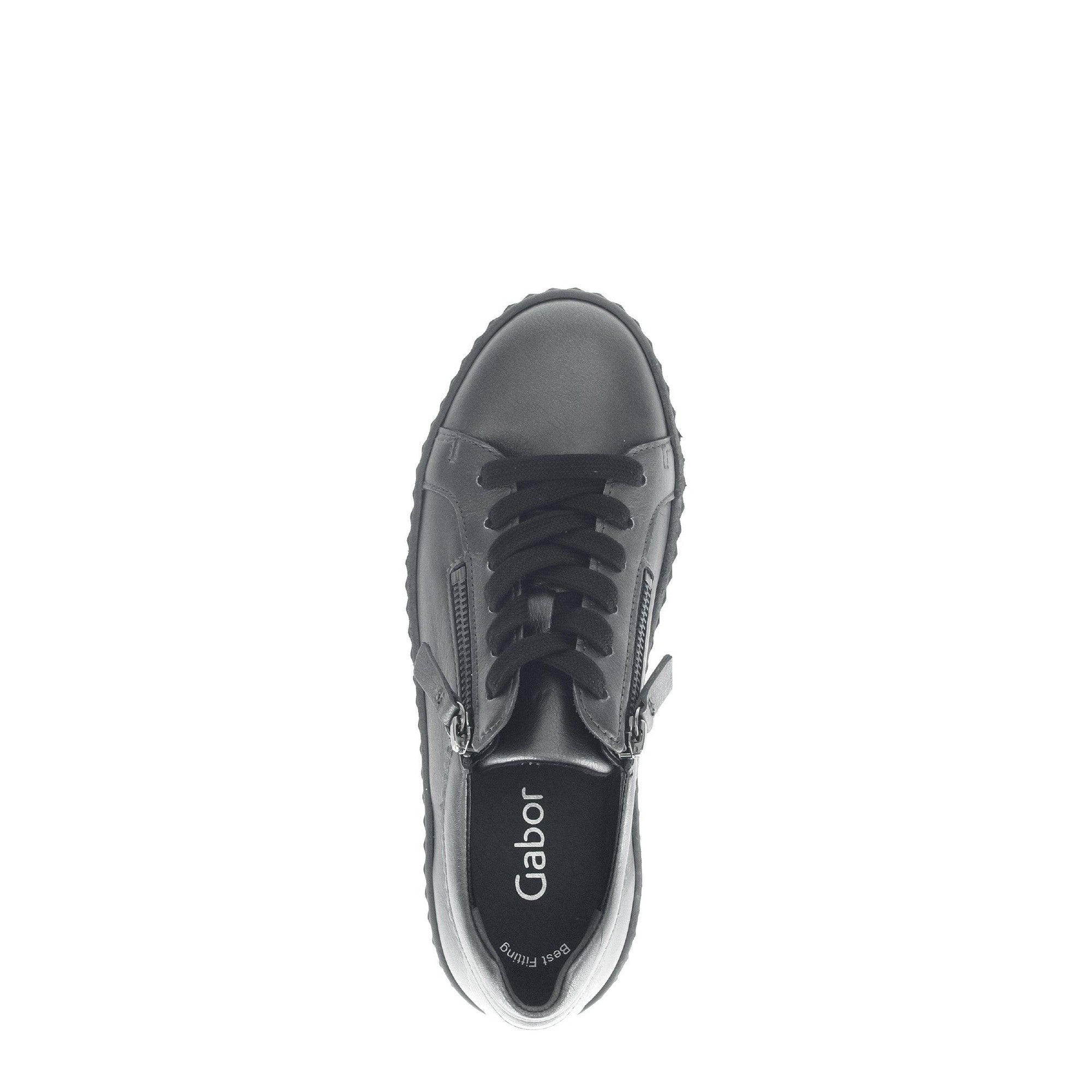 Gabor Dolly 53.200.69 Ladies Silver Leather Lace Up Trainers-elevate your sole