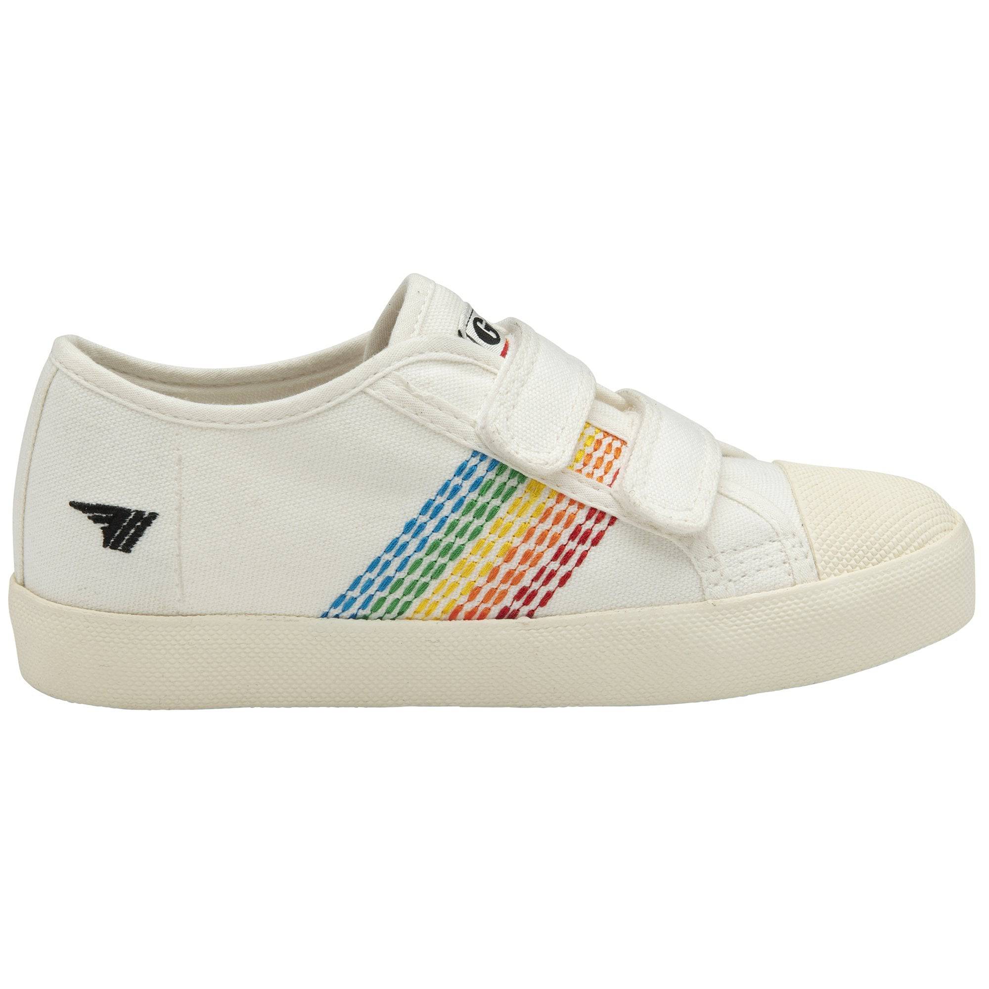 Gola Coaster Rainbow Stitch Girls Off White Multi Touch Fastening Trainers-elevate your sole