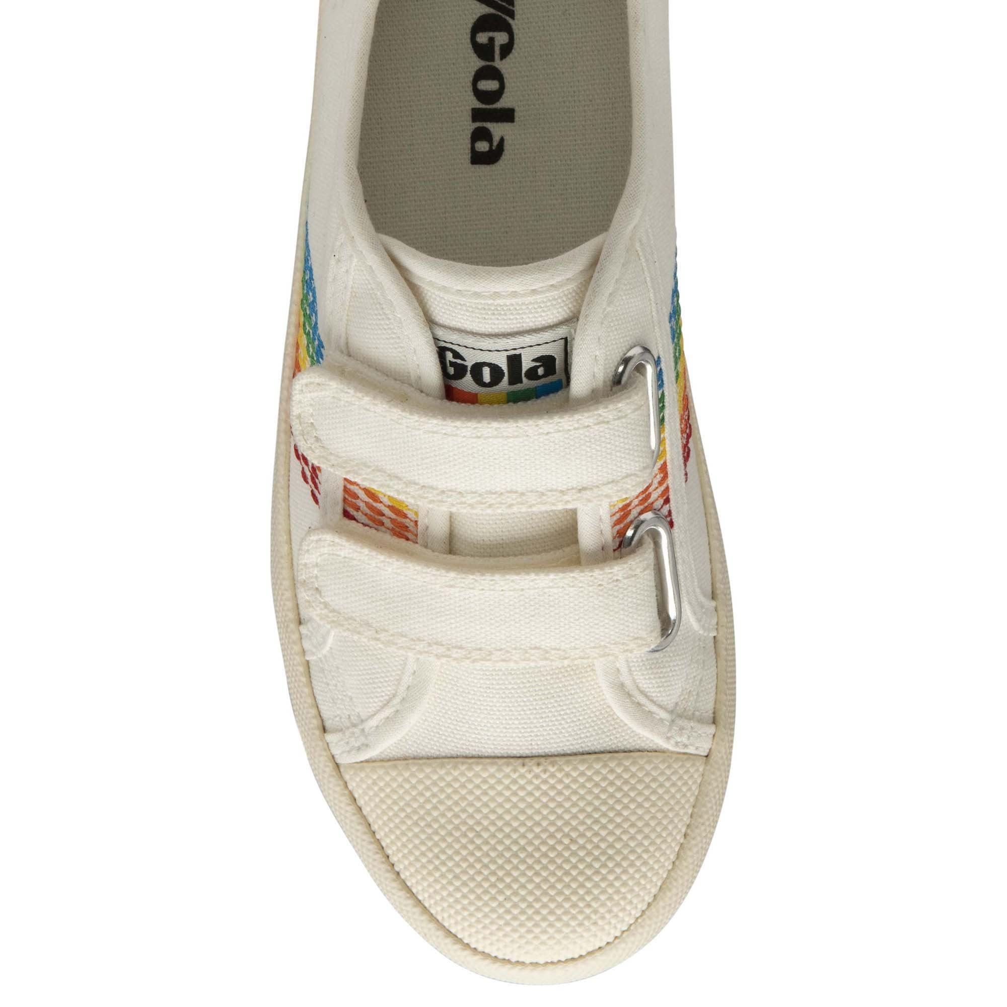 Gola Coaster Rainbow Stitch Girls Off White Multi Touch Fastening Trainers-elevate your sole