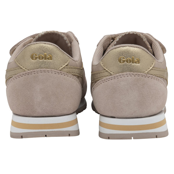 Gola Daytona Mirror Strap Kids Blossom and Gold Leather & Textile Touch Fastening Trainers-elevate your sole