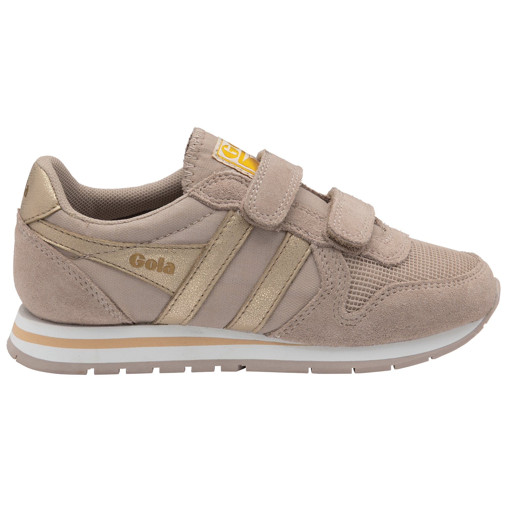 Gola Daytona Mirror Strap Kids Blossom and Gold Leather & Textile Touch Fastening Trainers-elevate your sole