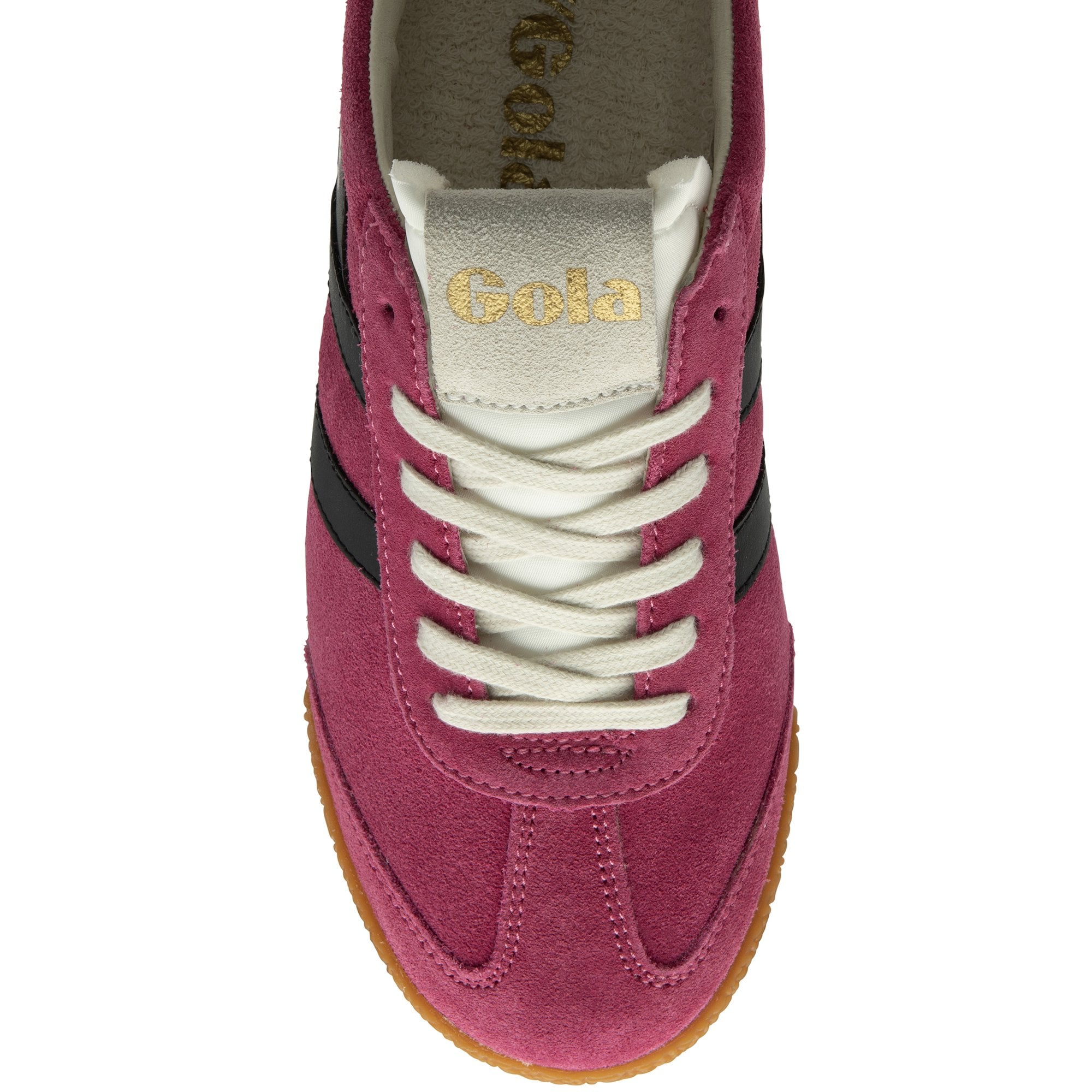 Gola Elan Ladies Fuchsia/Black/Evergreen Leather Lace Up Trainers-elevate your sole