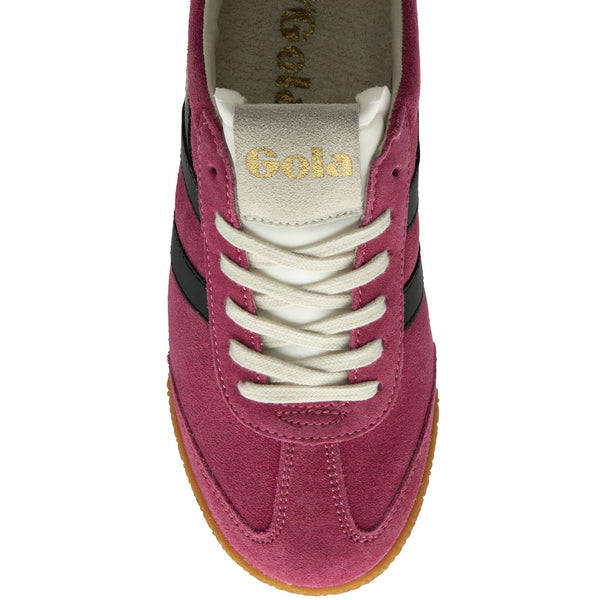 Gola Elan Ladies Fuchsia/Black/Evergreen Leather Lace Up Trainers-elevate your sole