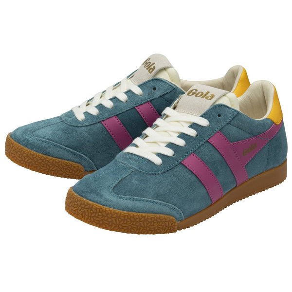 Gola Elan Ladies Peacock/Fuchsia/Sun Suede Lace Up Trainers-elevate your sole