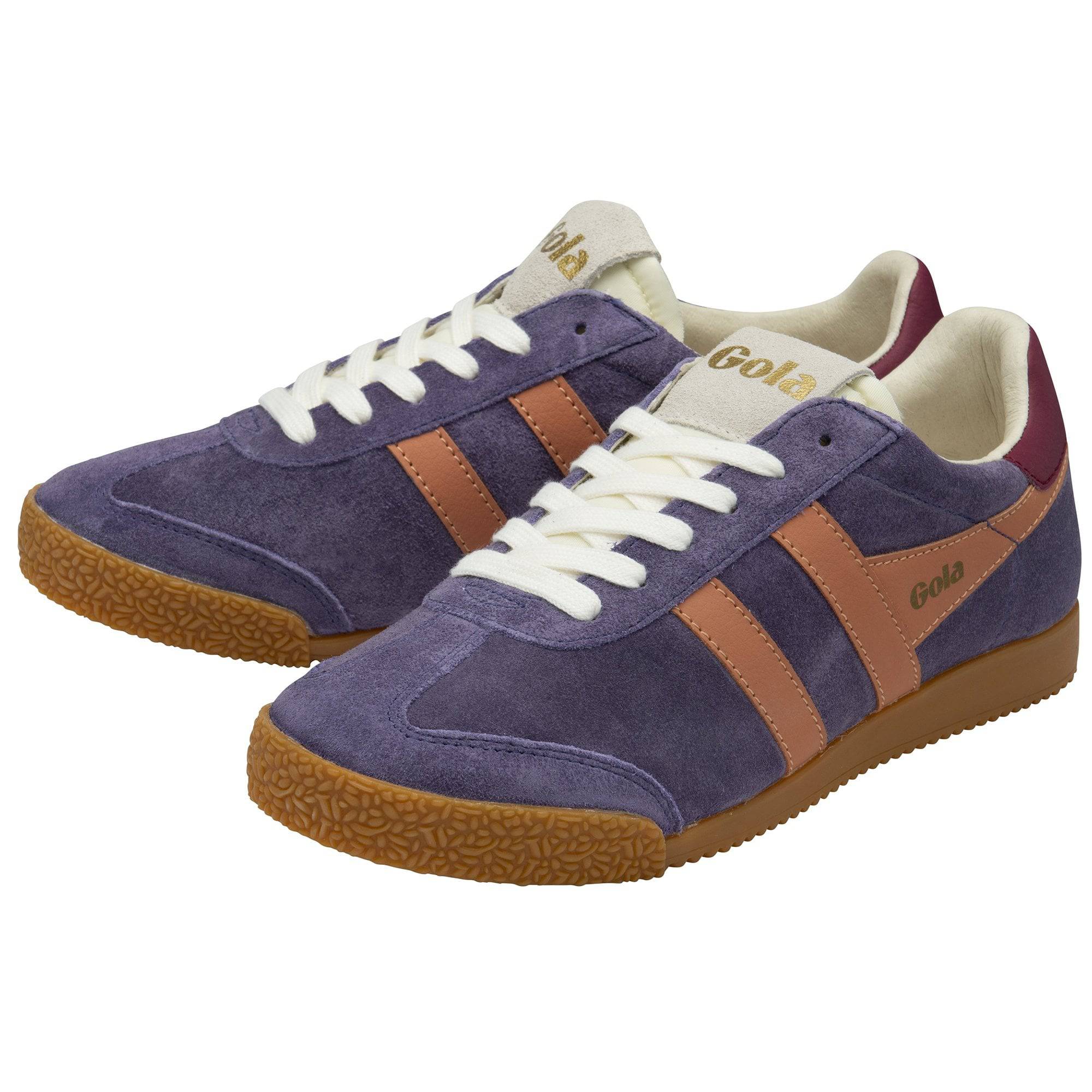 Gola Elan Ladies Plum/Terracotta/Cerise Suede Lace Up Trainers-elevate your sole