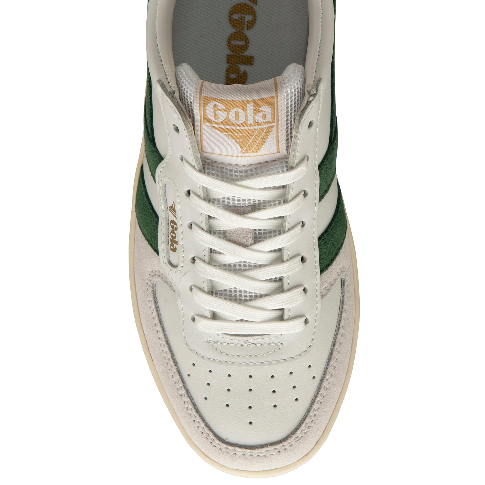 Gola Hawk Ladies White And Dark Green Leather Lace Up Trainers-elevate your sole