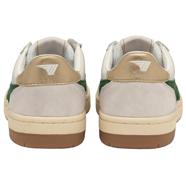 Gola Hawk Ladies White And Dark Green Leather Lace Up Trainers-elevate your sole