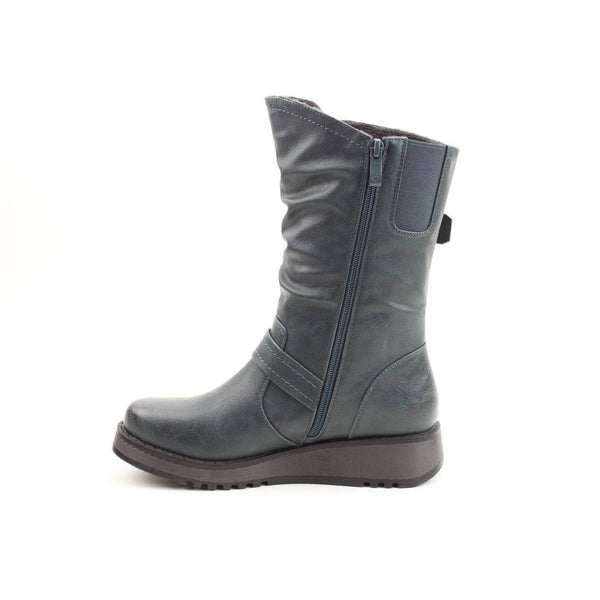 Heavenly Feet Hannah 4 Ladies Ocean Vegan Side Zip Mid-Calf Boots-elevate your sole