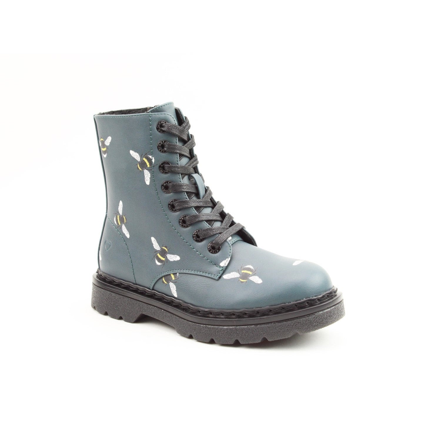 Heavenly Feet Justina 2 Bee Print Ladies Dark Ocean Vegan Zip & Lace Ankle Boots-elevate your sole