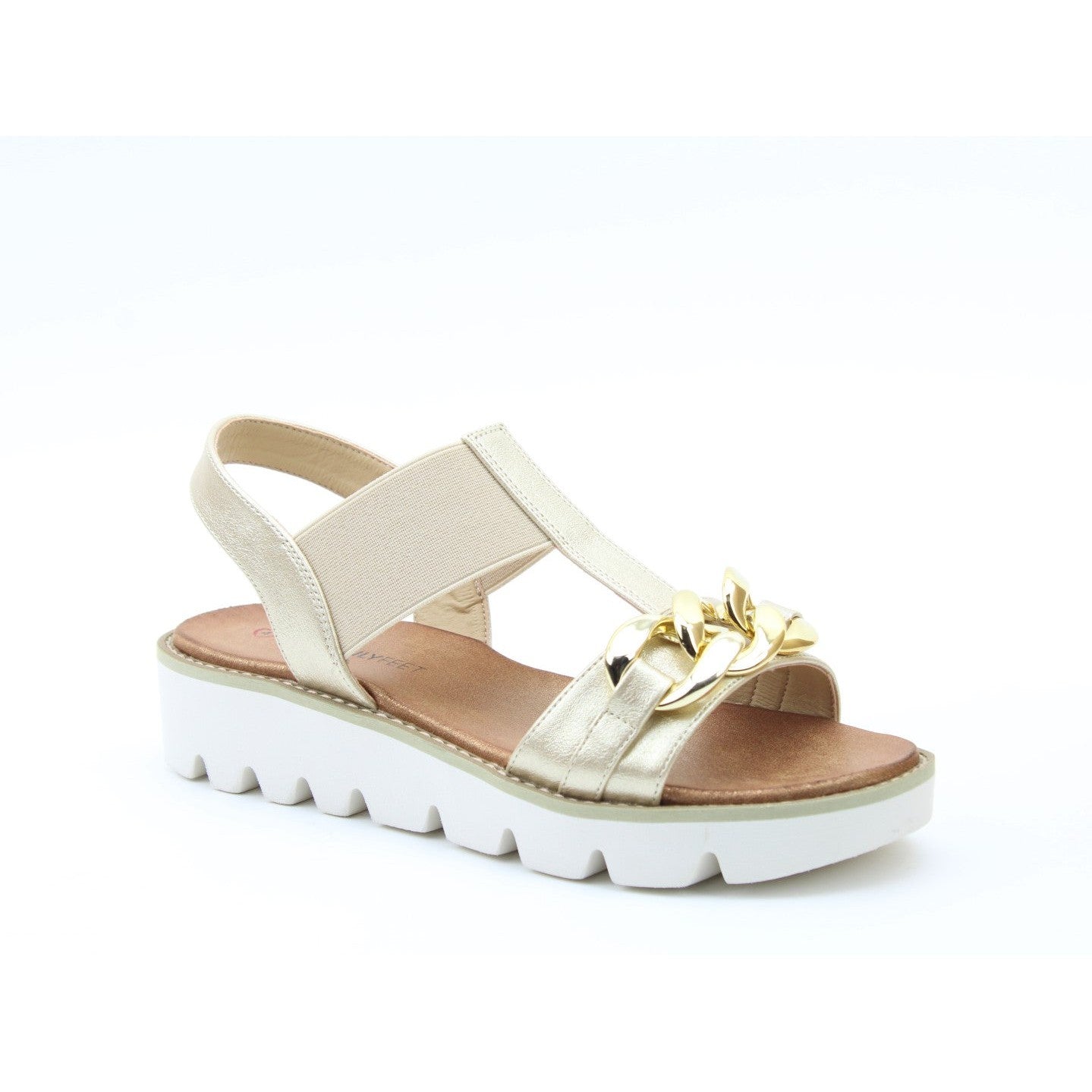 Heavenly Feet Lulu Ladies Gold Vegan Pull On Sandals-elevate your sole