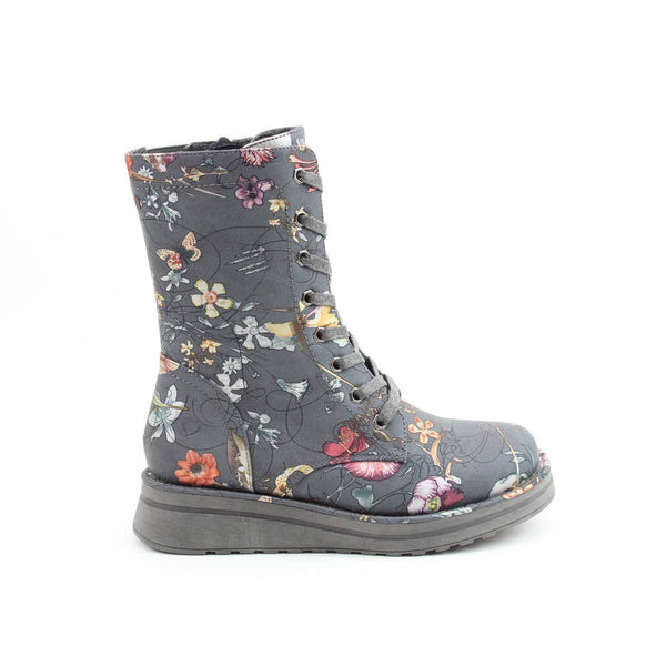 Heavenly Feet Martina 4 Print Fantasy Ladies Grey Vegan Zip & Lace Ankle Boots-elevate your sole