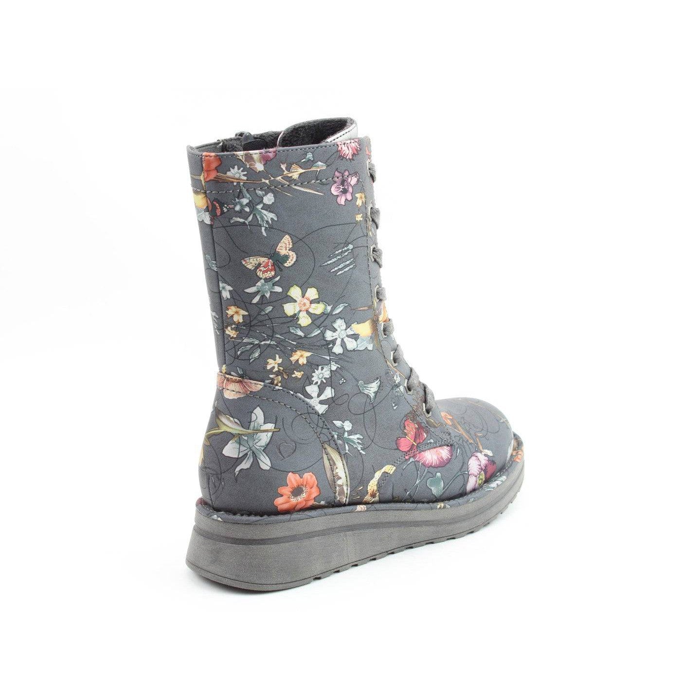 Heavenly Feet Martina 4 Print Fantasy Ladies Grey Vegan Zip & Lace Ankle Boots-elevate your sole