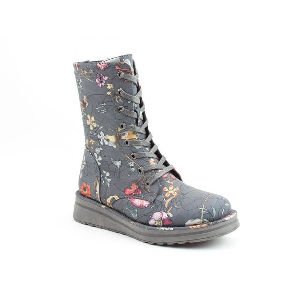 Heavenly Feet Martina 4 Print Fantasy Ladies Grey Vegan Zip & Lace Ankle Boots-elevate your sole