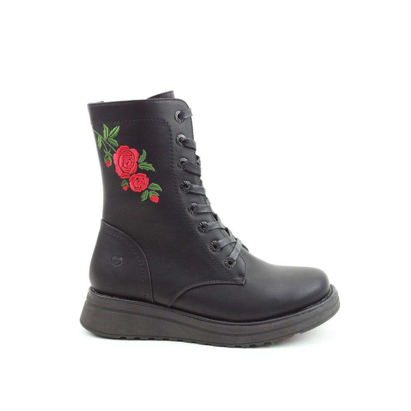 Heavenly Feet Martina 4 Rose Ladies Black Vegan Zip & Lace Mid-Calf Boots-elevate your sole