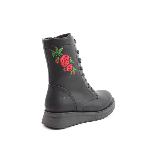 Heavenly Feet Martina 4 Rose Ladies Black Vegan Zip & Lace Mid-Calf Boots-elevate your sole