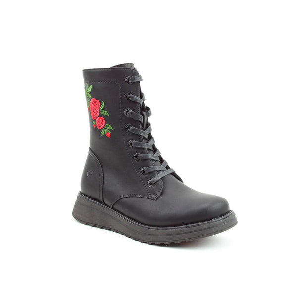 Heavenly Feet Martina 4 Rose Ladies Black Vegan Zip & Lace Mid-Calf Boots-elevate your sole