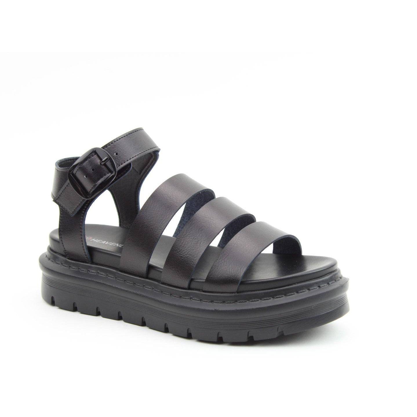 Heavenly Feet Saffron Ladies Black Vegan Buckle Sandals-elevate your sole