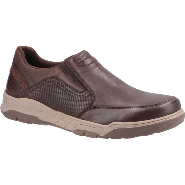 Hush Puppies Fletcher Mens Coffee Leather Slip On Shoes-elevate your sole