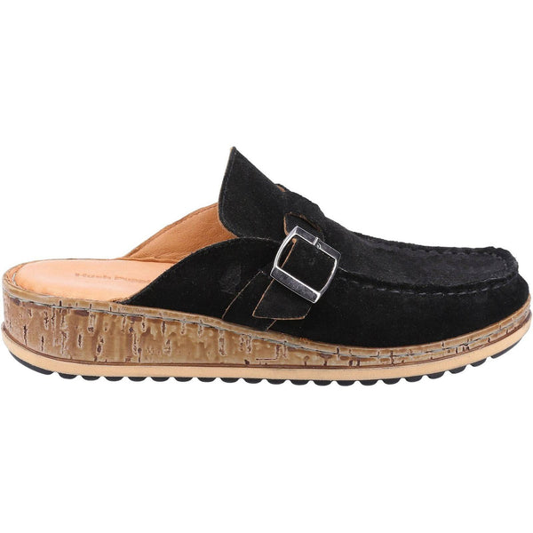 Hush Puppies Sorcha Ladies Black Leather Slip On Mules-elevate your sole