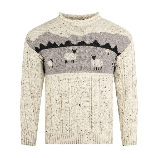 J M Cooper Unisex Wool Sheep Scene Jumper-elevate your sole