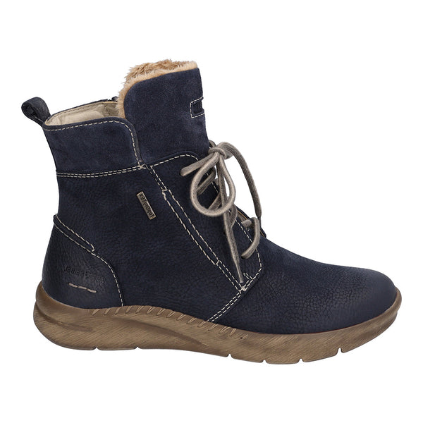 Josef Seibel 91753 Conny 53 Ladies Ocean Navy Nubuck Waterproof Arch Support Zip & Lace Ankle Boots-elevate your sole