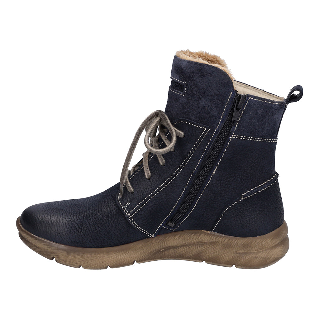 Josef Seibel 91753 Conny 53 Ladies Ocean Navy Nubuck Waterproof Arch Support Zip & Lace Ankle Boots-elevate your sole