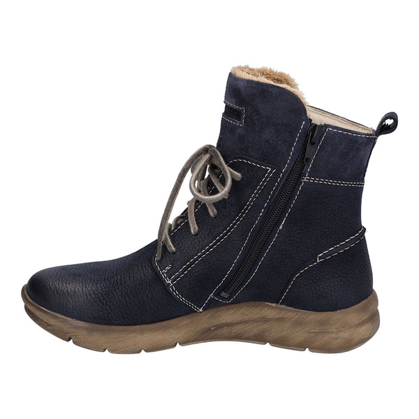 Josef Seibel 91753 Conny 53 Ladies Ocean Navy Nubuck Waterproof Arch Support Zip & Lace Ankle Boots-elevate your sole