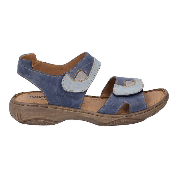 Josef Seibel Debra Ladies Blue Kombi Leather Rip Tape Sandals - elevate your sole