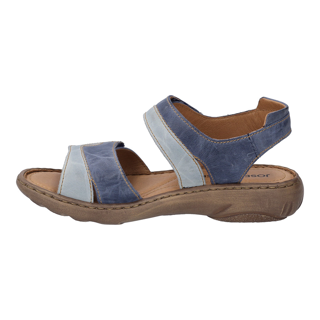 Josef Seibel Debra Ladies Blue Kombi Leather Rip Tape Sandals - elevate your sole