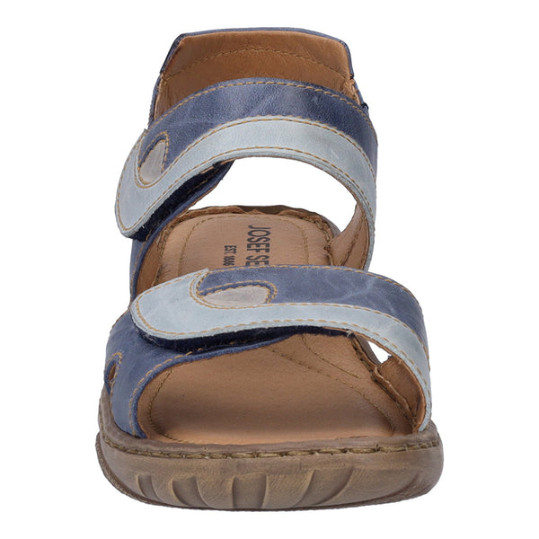 Josef Seibel Debra Ladies Blue Kombi Leather Rip Tape Sandals - elevate your sole