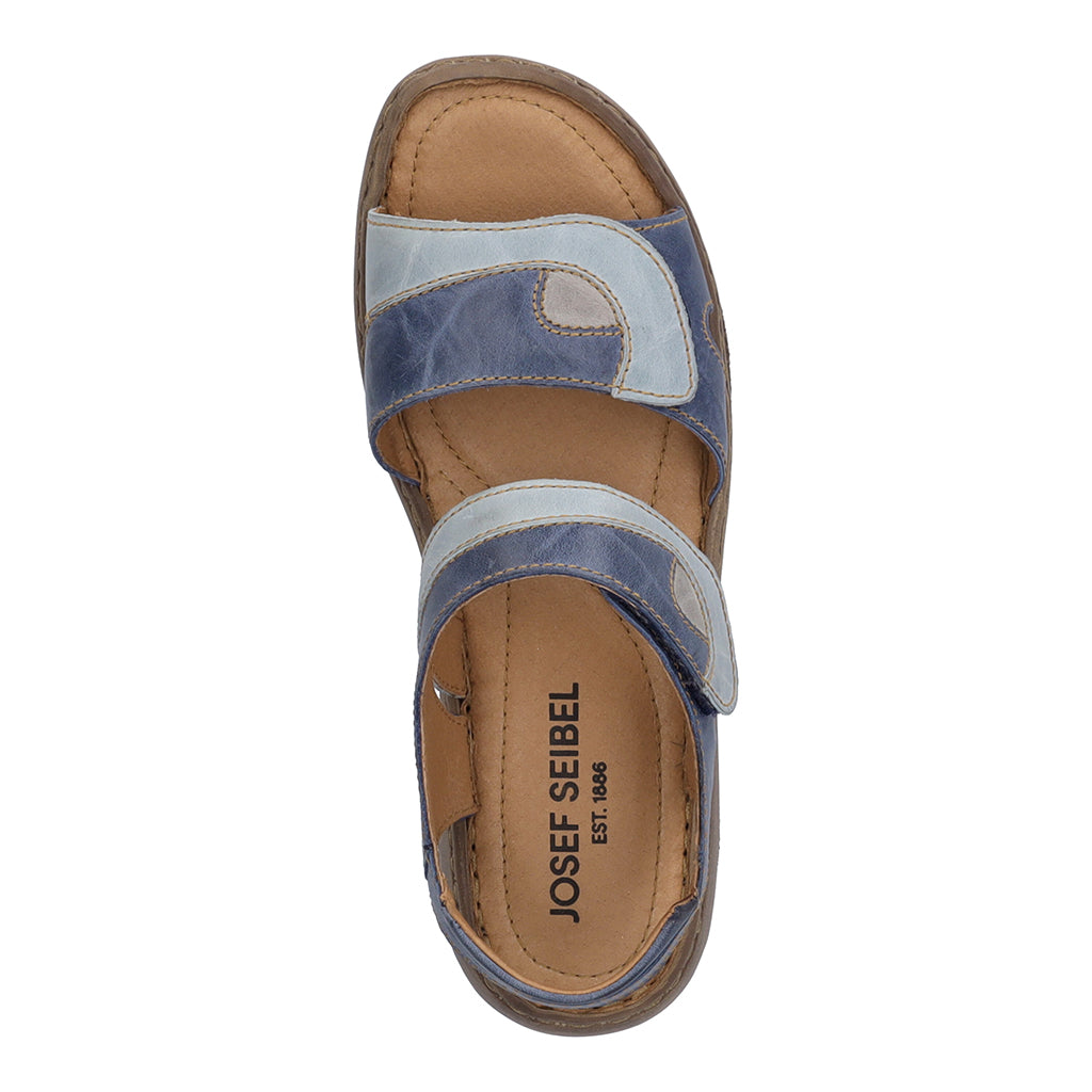 Josef Seibel Debra Ladies Blue Kombi Leather Rip Tape Sandals - elevate your sole