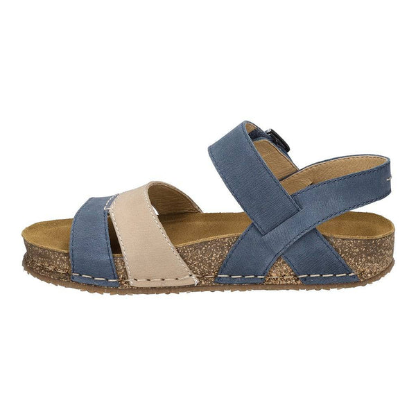 Josef Seibel Hannah 01 Ladies Azur Blue Combi Leather Arch Support Touch Fastening Sandals-elevate your sole