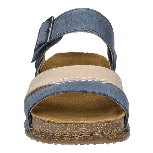 Josef Seibel Hannah 01 Ladies Azur Blue Combi Leather Arch Support Touch Fastening Sandals-elevate your sole