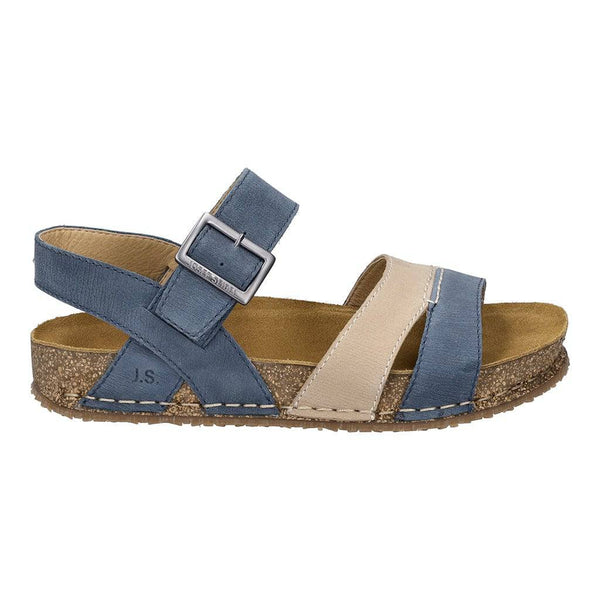 Josef Seibel Hannah 01 Ladies Azur Blue Combi Leather Arch Support Touch Fastening Sandals-elevate your sole