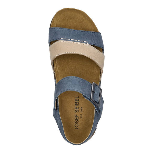 Josef Seibel Hannah 01 Ladies Azur Blue Combi Leather Arch Support Touch Fastening Sandals-elevate your sole